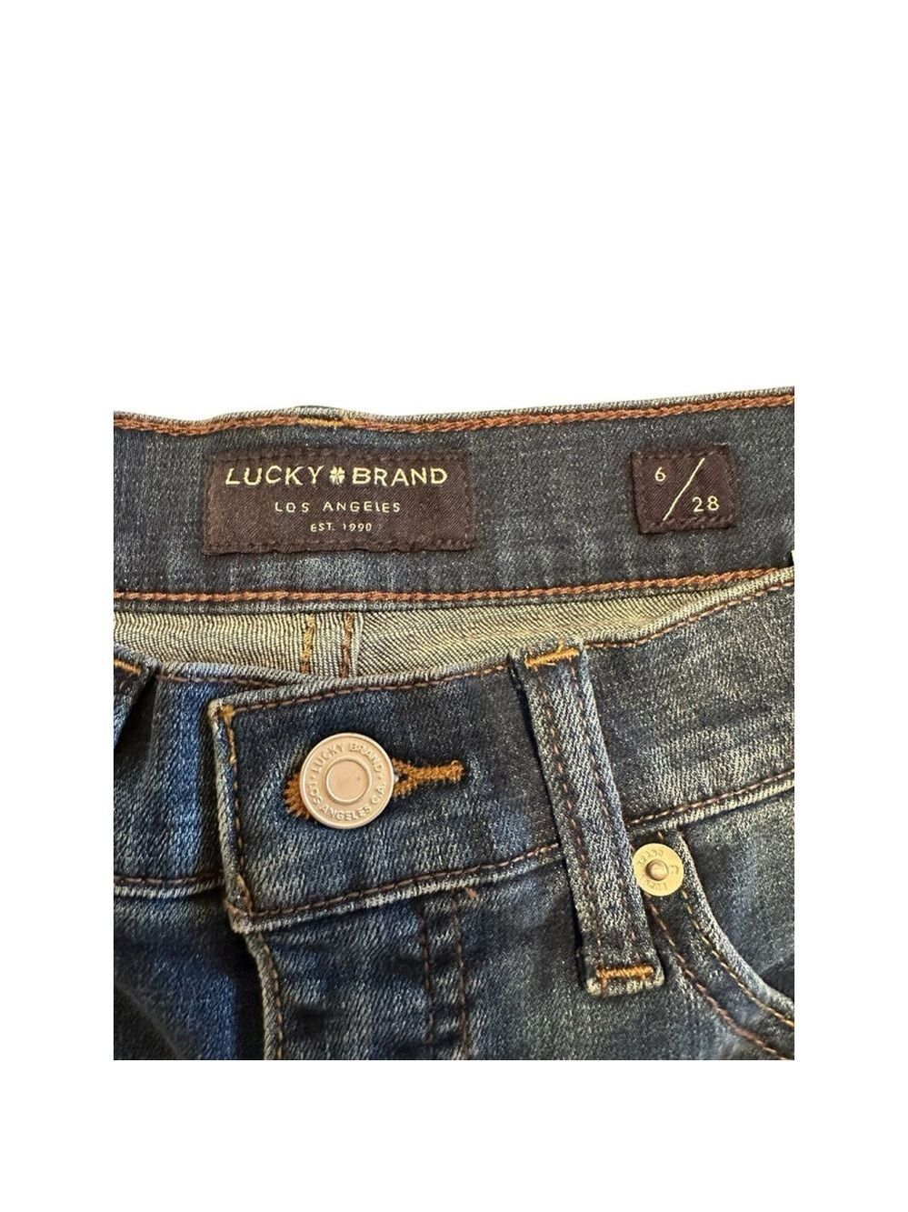 Lucky Brand Mid Rise Crop AVA Jeans Womens Size 6 / 28 Blue Denim Tapered Leg - Picture 5 of 16